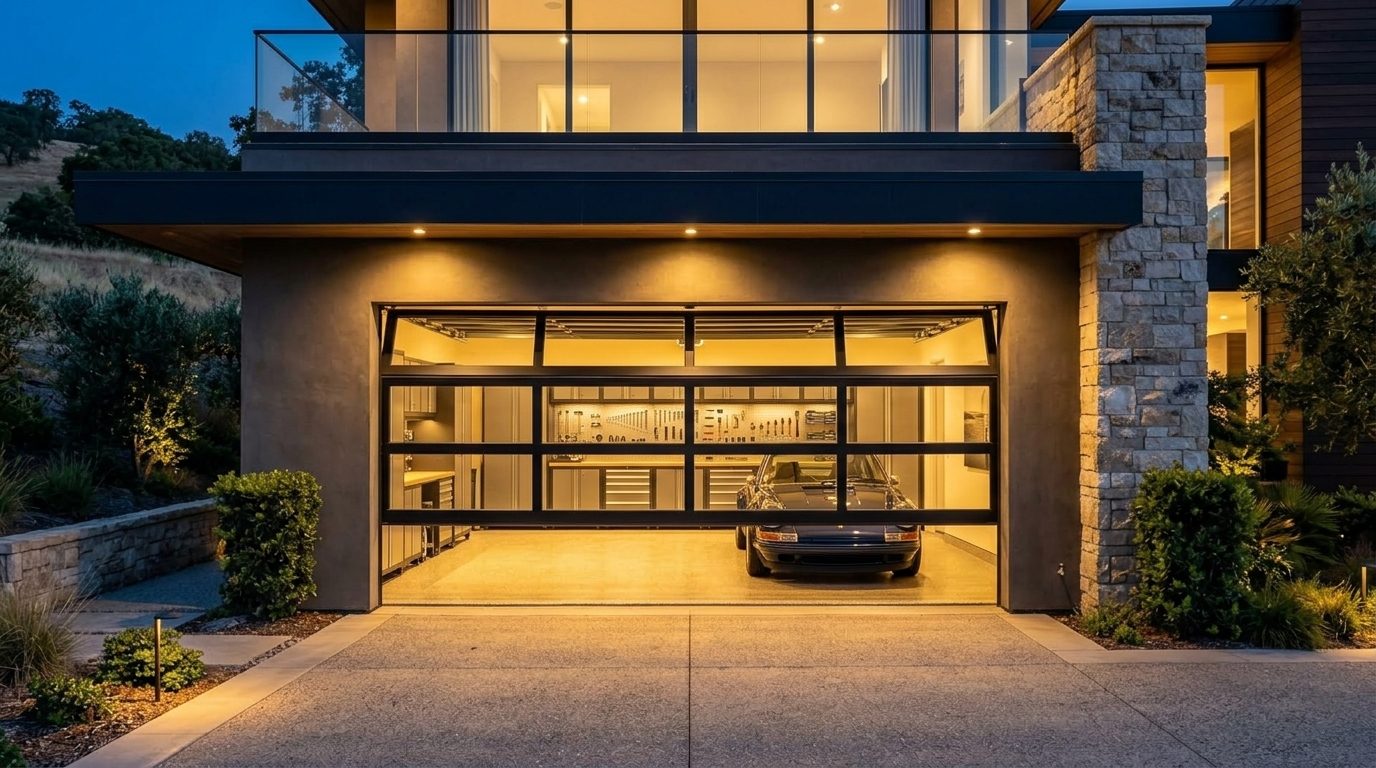 Arthur Simmons Garage Door Roller Repair Garage Door Gliding Open Revealing Warm Illuminated Interior